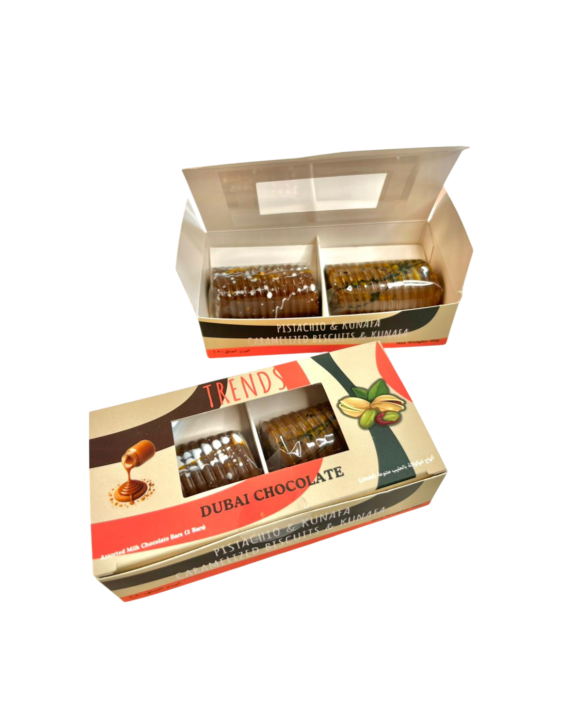 Trends Dubai Chocolate, Pistachio Kunafa & Caramelized Biscuits Kunafa - 80g (2x40g)