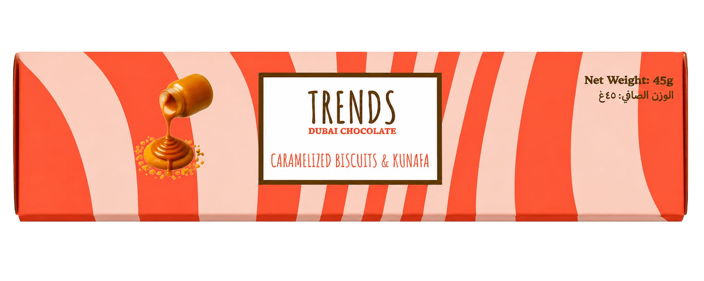 Trends Dubai Chocolate, Caramelized Biscuit & Kunafa - 45g x 2