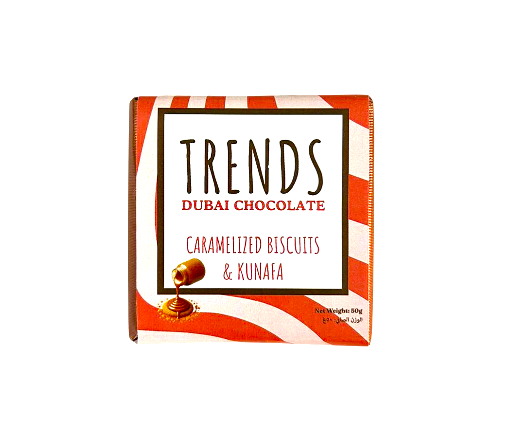 Trends Dubai Chocolate, Caramelized Biscuits & Kunafa - 50g x 24