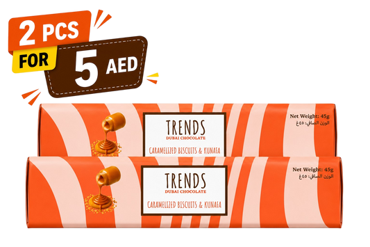 Trends Dubai Chocolate, Caramelized Biscuit & Kunafa - 45g x 2