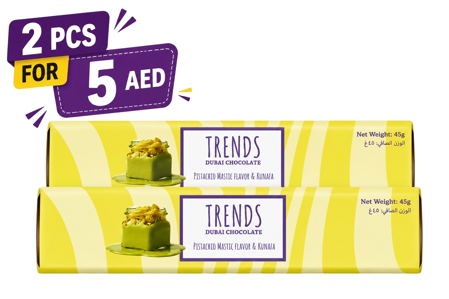 Trends Dubai Chocolate Pistachio Mastic & Kunafa - 45g x 2