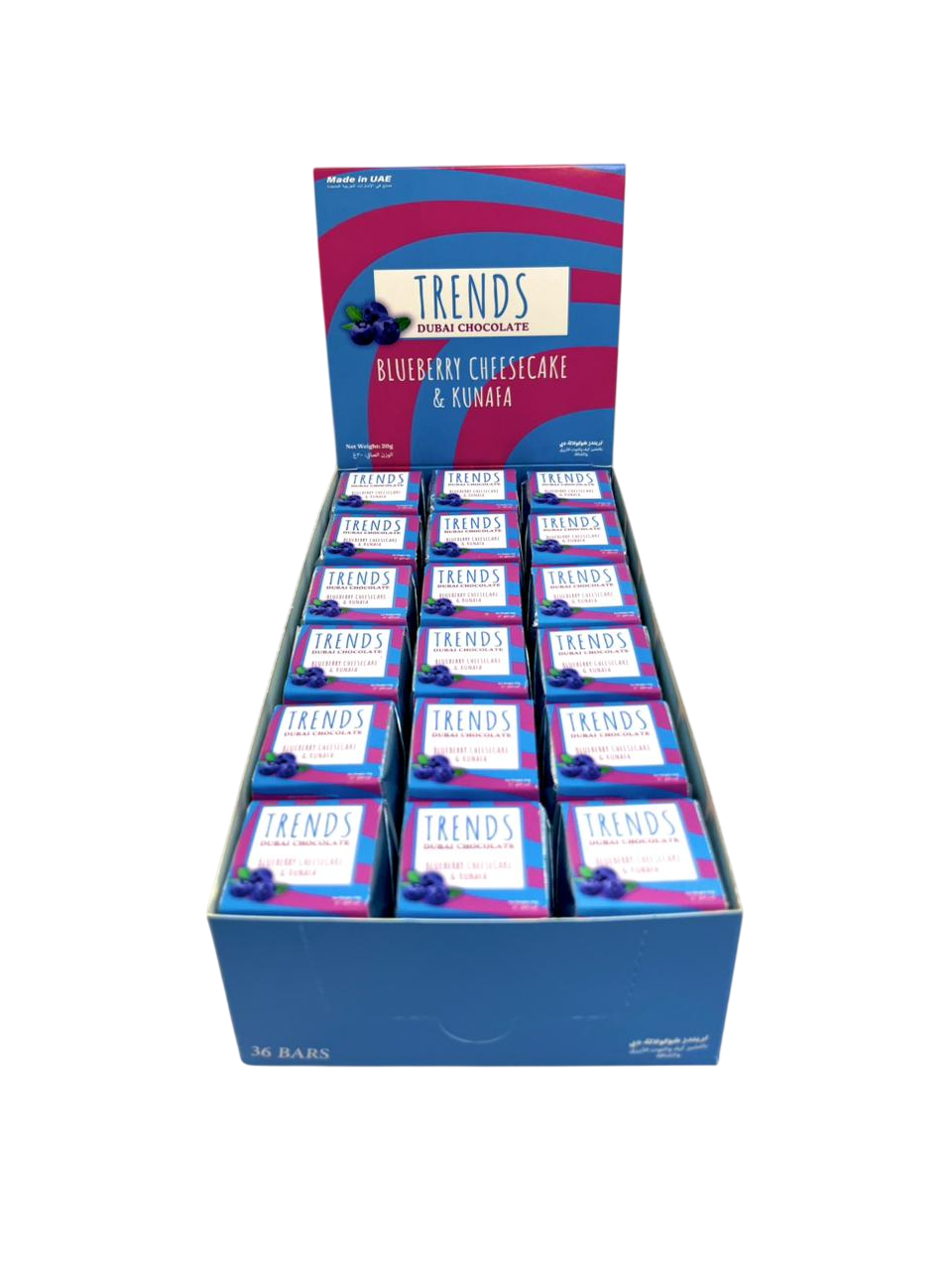 Trends Dubai Chocolate, Blueberry Cheesecake & Kunafa - 20g x 36