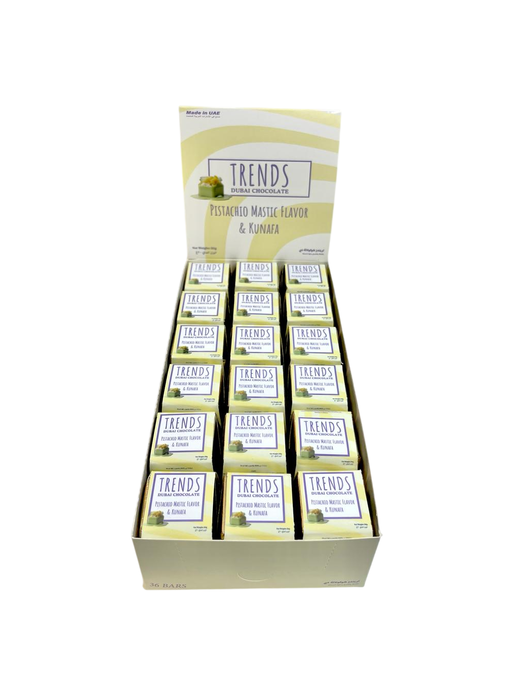 Trends Dubai Chocolate, Mastic Pistachio & Kunafa - 20g x 36