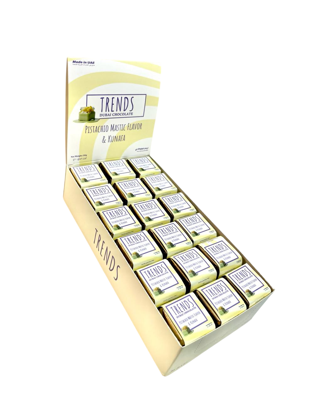Trends Dubai Chocolate, Mastic Pistachio & Kunafa - 20g x 36