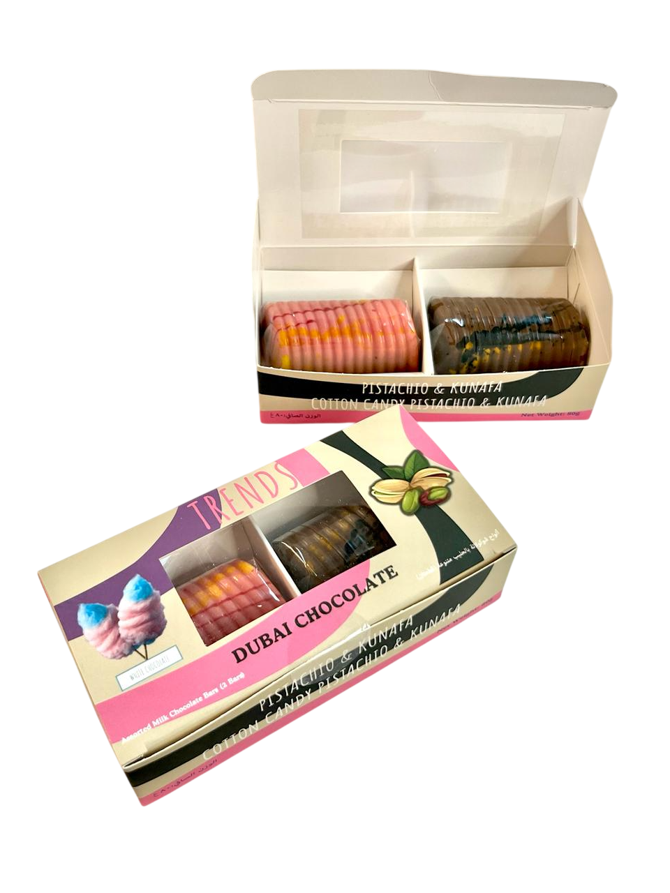 Trends Dubai Chocolate, Pistachio Kunafa & Cotton Candy Pistachio Kunafa - 80g (2x40g)