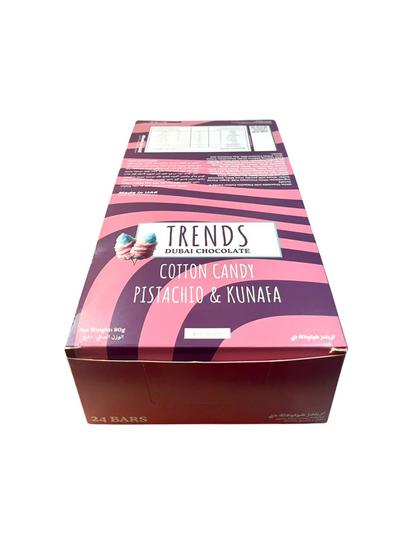 Trends Dubai Chocolate, Cotton Candy Pistachio & Kunafa - 80g x 24