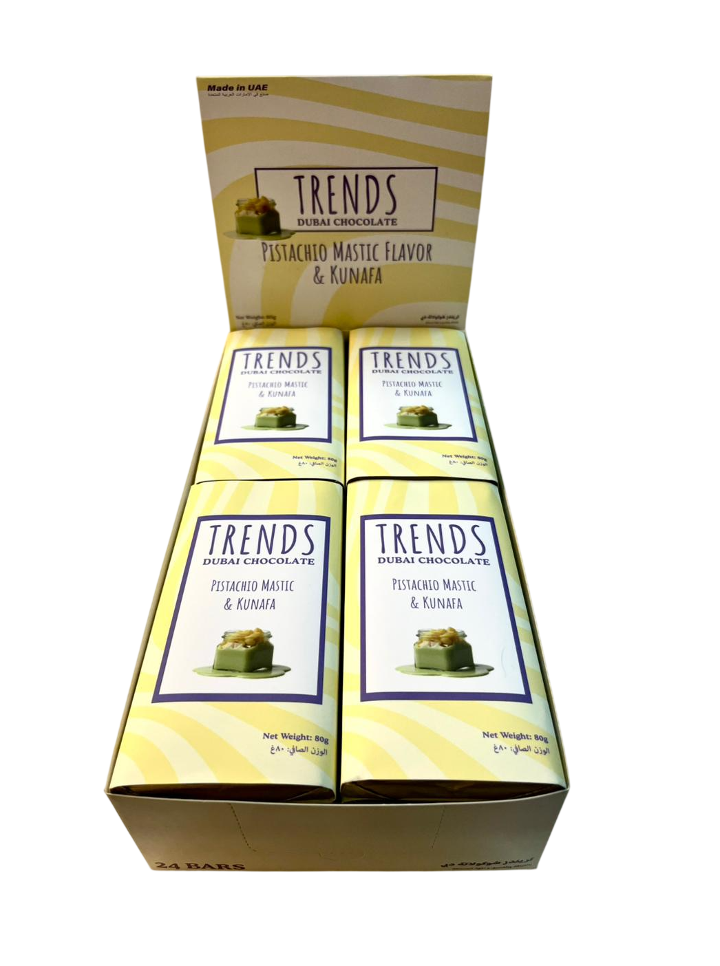 Trends Dubai Chocolate, Mastic Pistachio & Kunafa - 80g x 24