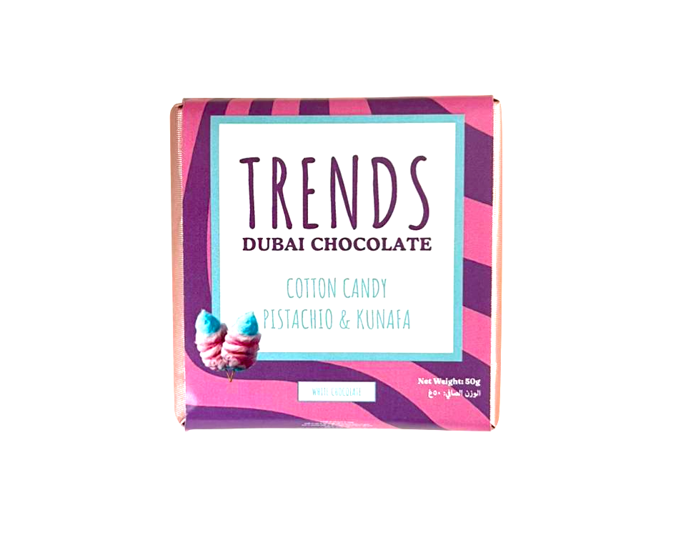 Trends Dubai Chocolate, Cotton Candy Pistachio & Kunafa - 50g x 24