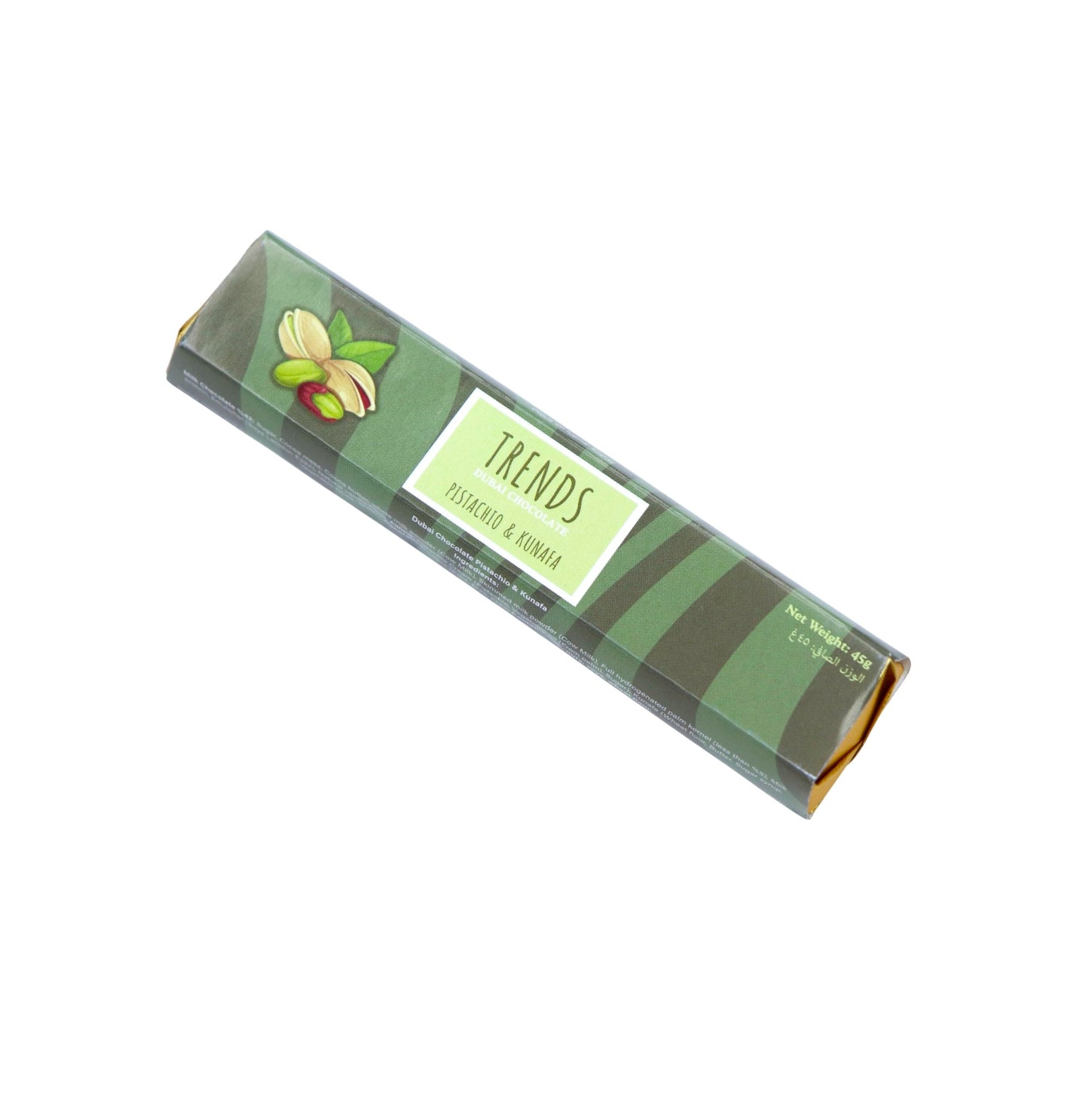 Trends Dubai Chocolate, Pistachio & Kunafa - 45g (Chocolate Bar)